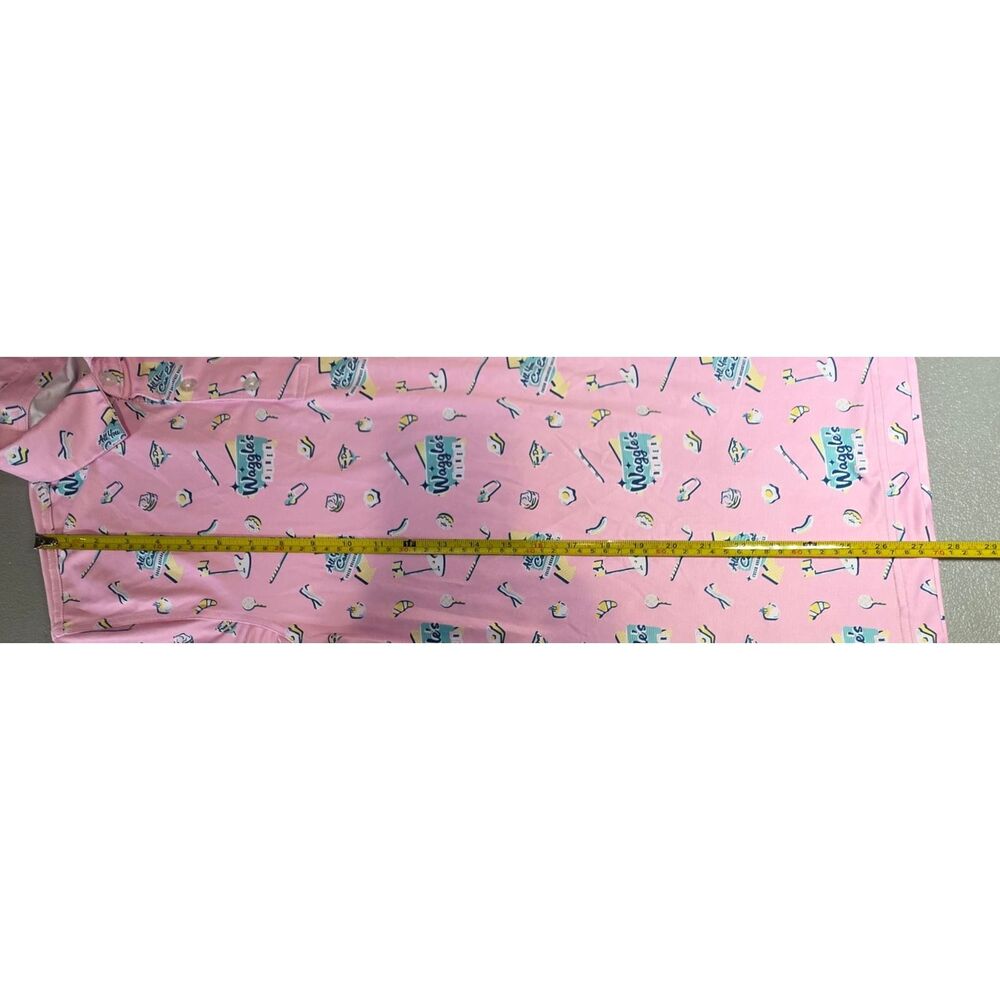 Waggle Mens M Pink Novelty Print Diner Polo Shirt - Picture 8 of 10